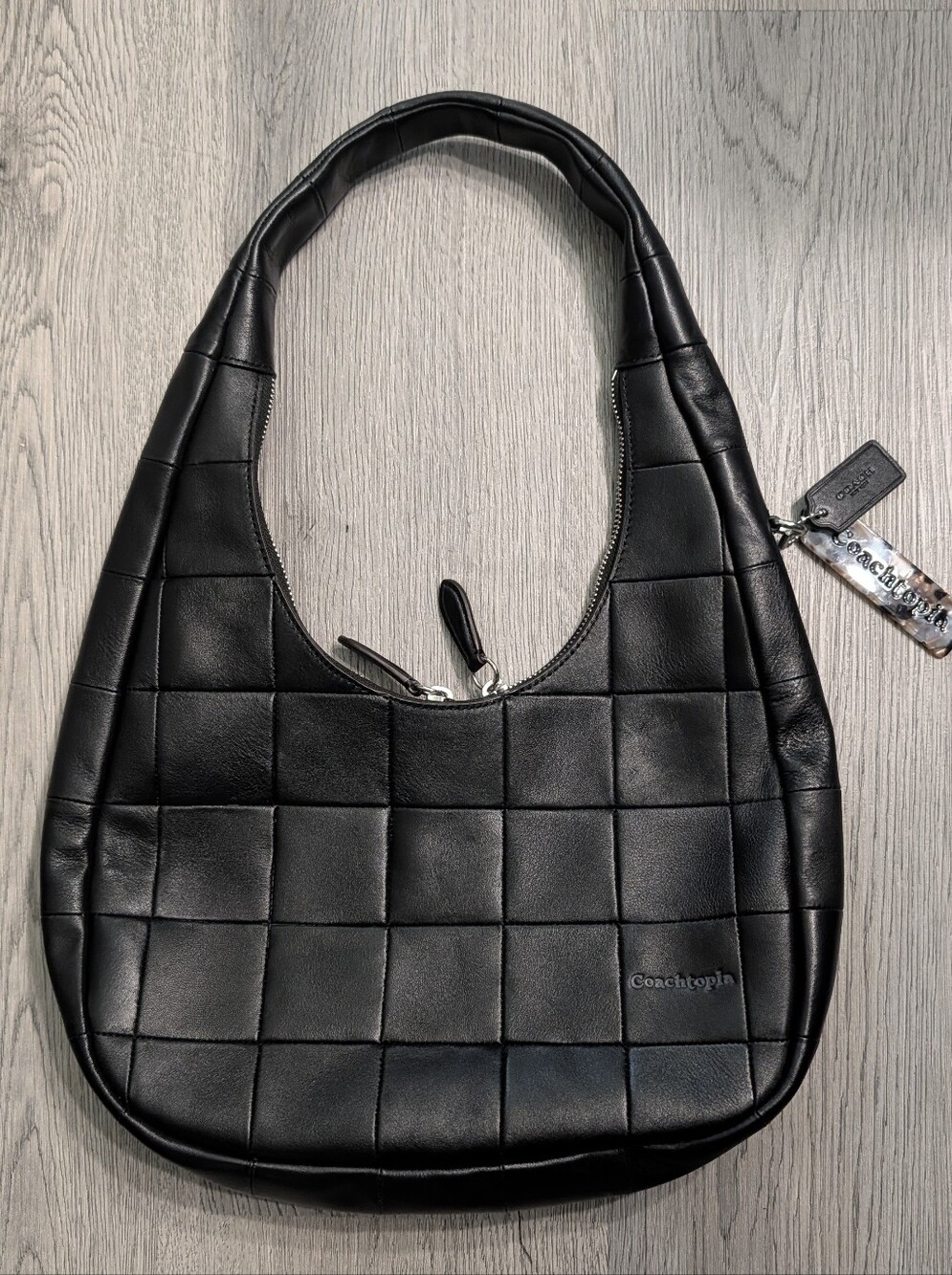 Coachtopia Alter/Ego Crescent Bag Black Woven Leather Y2K Hobo Shoulder Bag